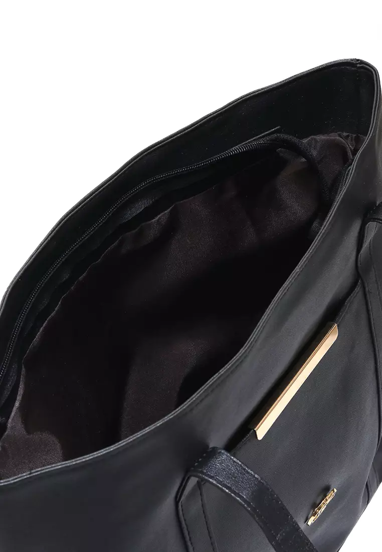 Nina ToteBag Bahan Sintetis Import Design Simple And High Quality - Black