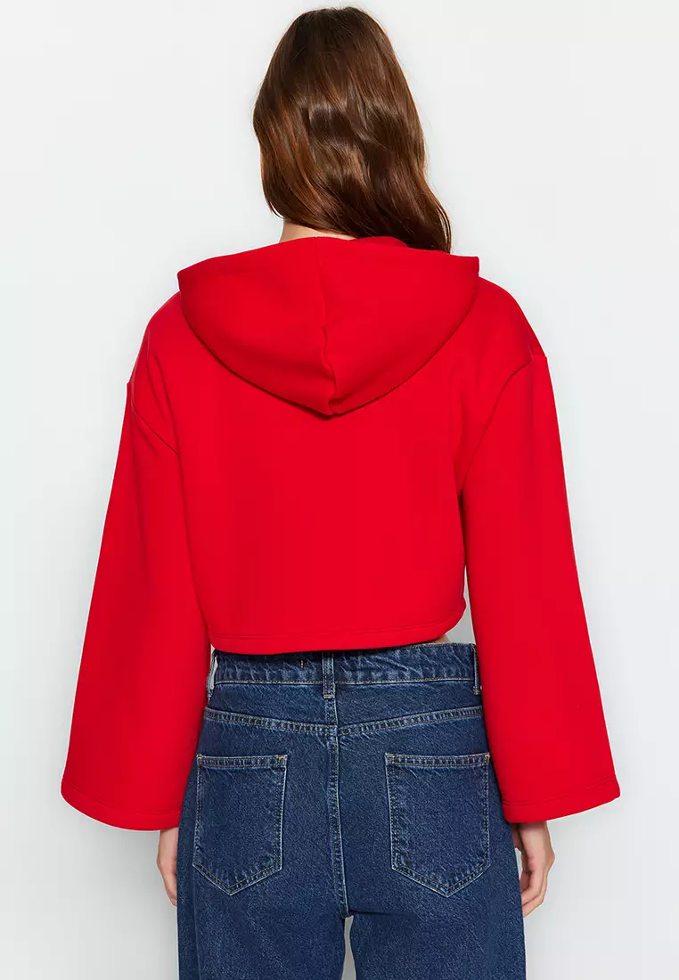 Red crop new arrivals zip hoodie