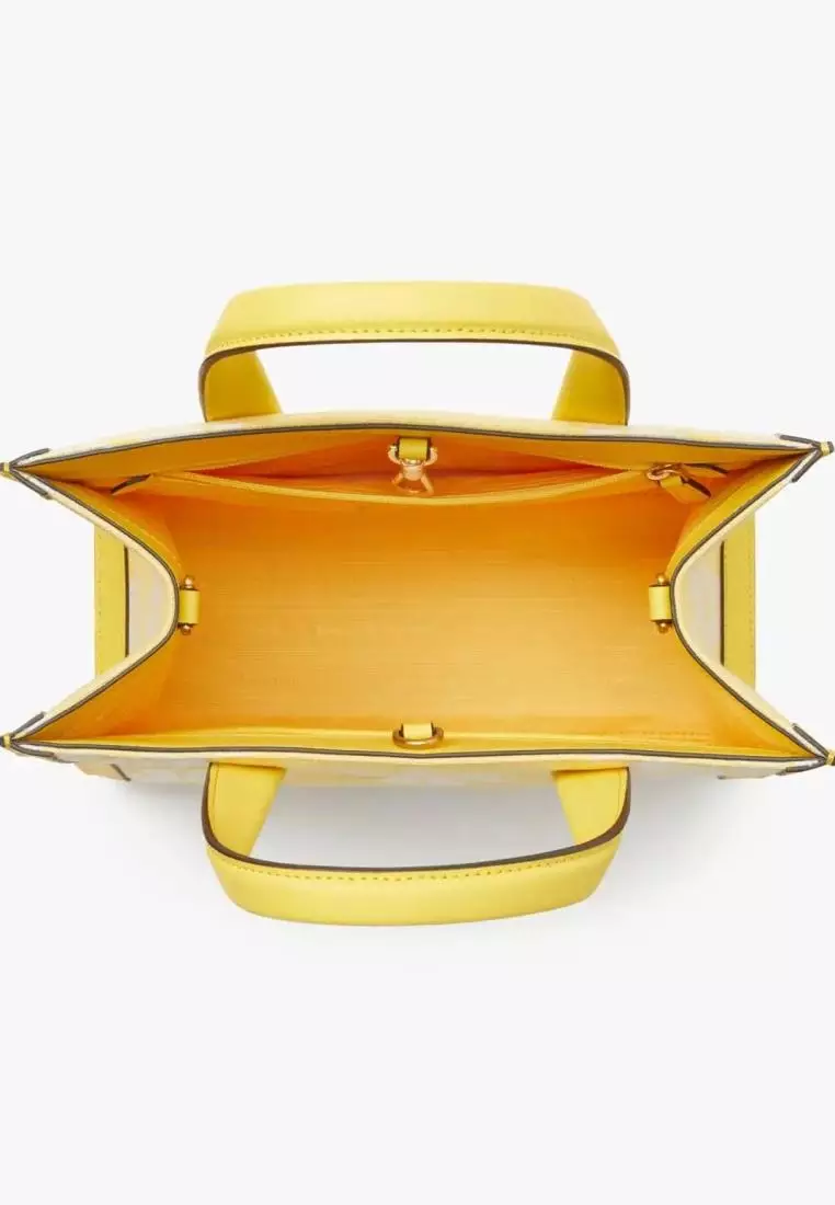 Kate Spade Flower Two-Tone Canvas Manhattan Small Tote Dandelion Yellow Multi