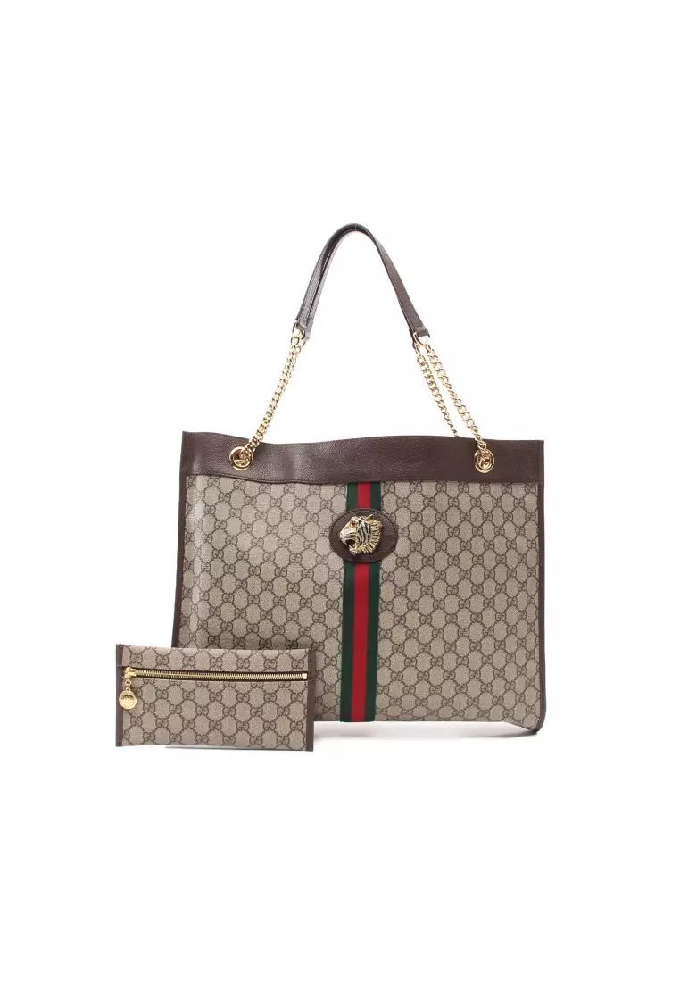 Gucci - Embossed Leather Monogram Speedy Medium Brown Top Handle Bag