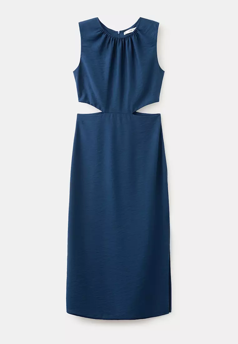 Crinkled-Effect Dress With Cut-Out