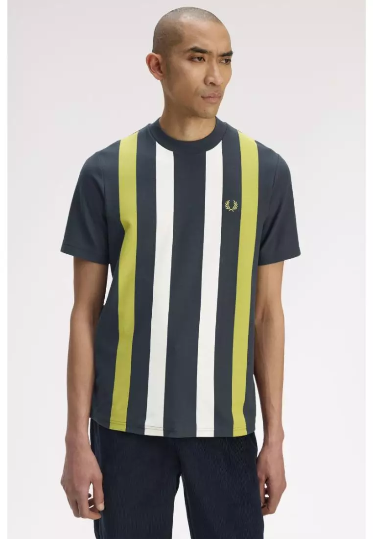 Fred Perry M1761 Vertical Stripe T-Shirt (Anchor Grey)