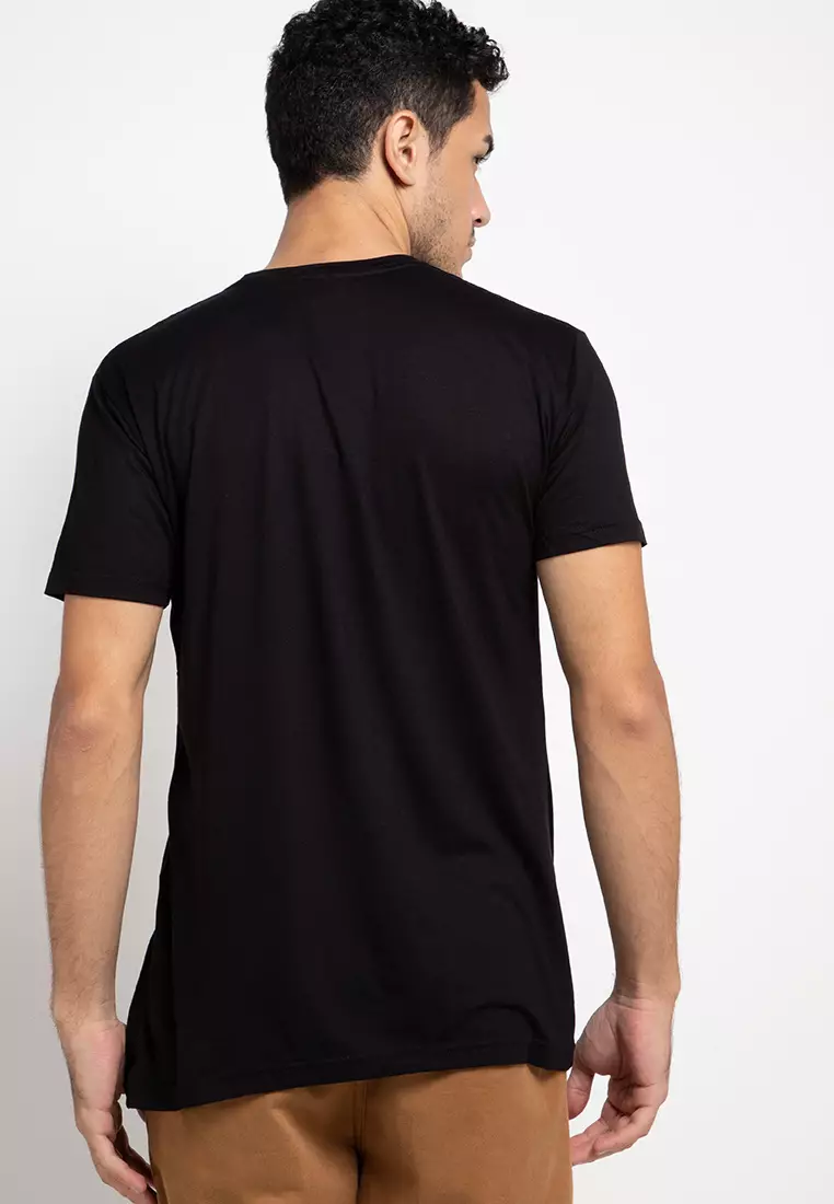 NT227E circle logo outline T-shirt anti kusut Hitam