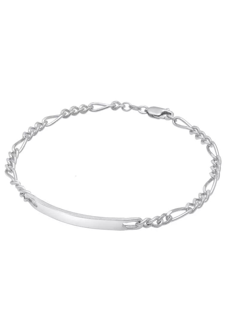 EXCLUSIVE Gelang Perhiasan Perak 925 Pria ID Plate Figaro