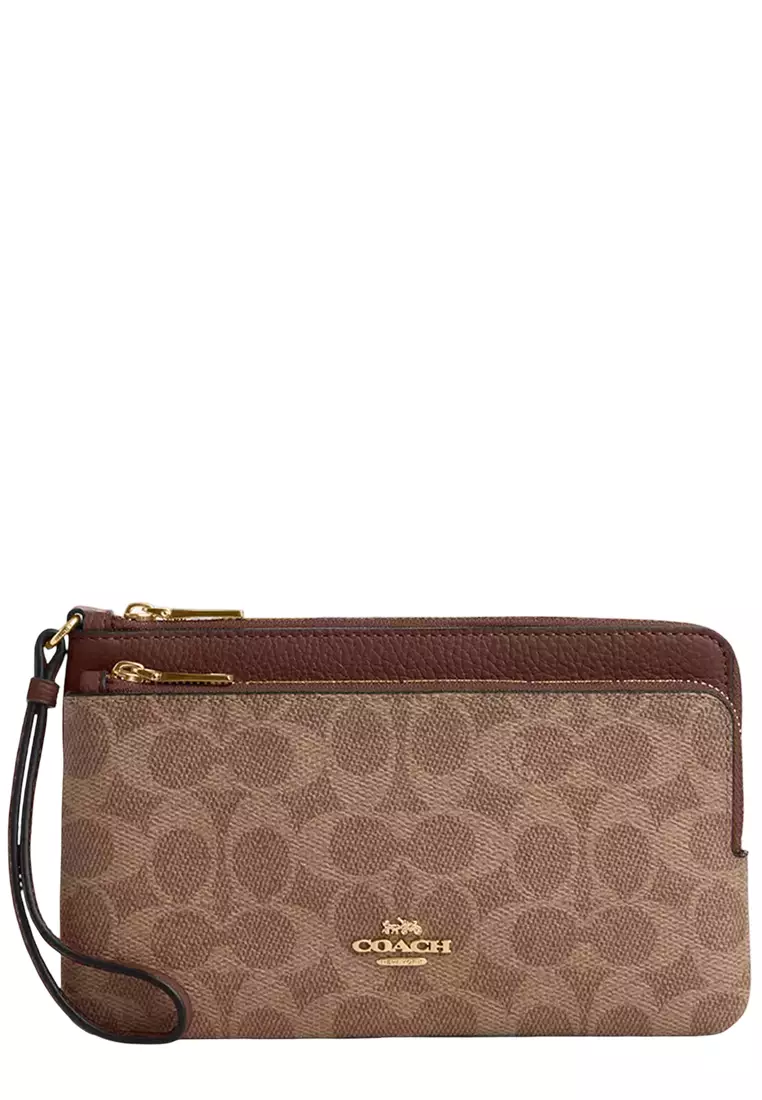Buy Coach Double Zip Wallet In Signature Canvas - Tan/ Brown CX161 2026 ...