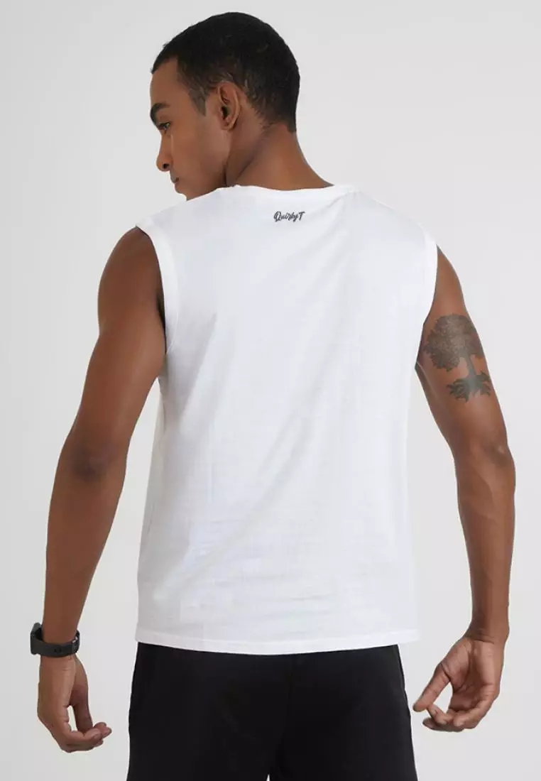 Stop Wishing Start Doing 白色棉质无袖锻炼/训练背心