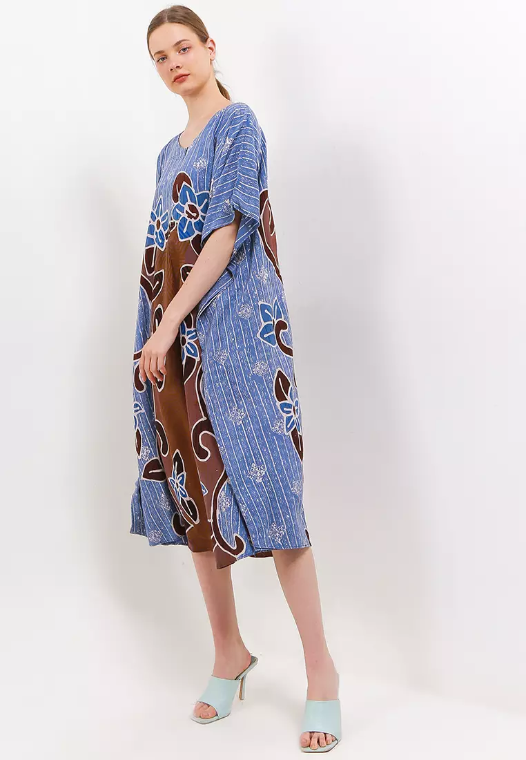 Dress daster sleep wear batik tulis davina biru