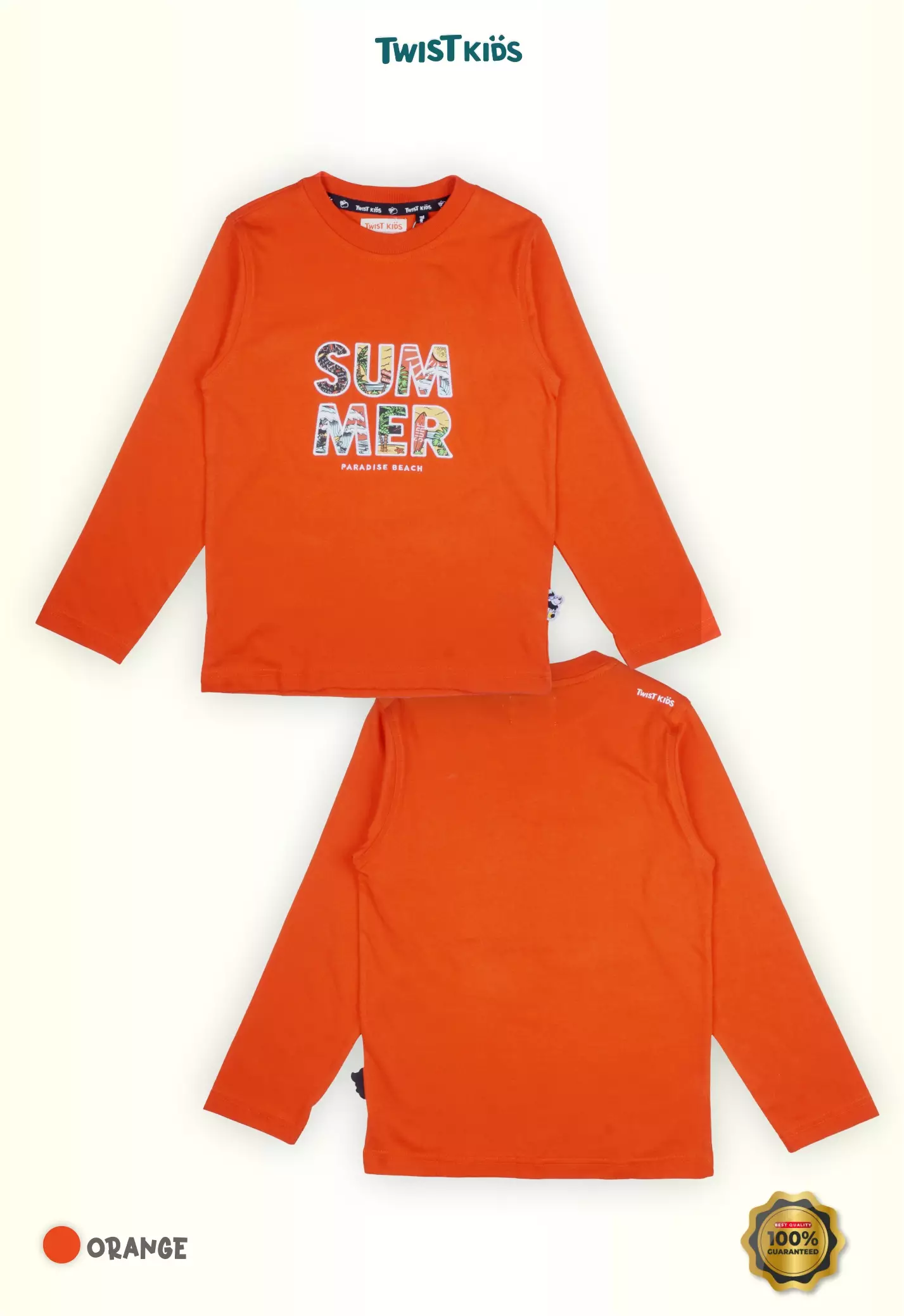 Twist Kids [Official Store] - Summer Splash Series, Reef C, Atasan/Longsleeve/Kaos Lengan Panjang, Baju Pantai Anak Laki-Laki (usia 4-14 tahun) Warna Terracotta