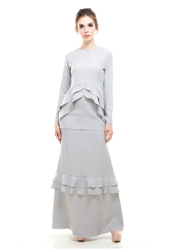 Vecona Classic Couture Kurung in Grey Green from Rina Nichie Couture in Grey