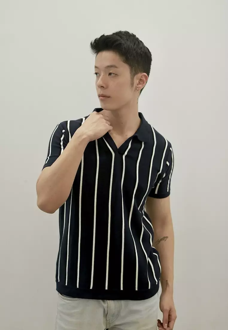 Kale PARIS Navy / Polo Shirt Pria / Atasan Kaos Polo Rajut Pria / Kaos Pria / Baju Kaos Pria