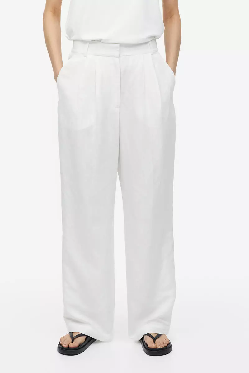 Cheap white linen discount trousers