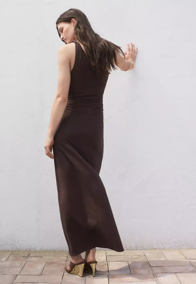 Asymmetrical Dress With Gathered Strap