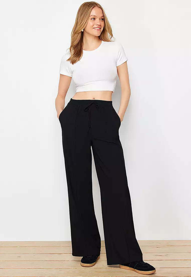 Elastic Waist Wide Leg Pants