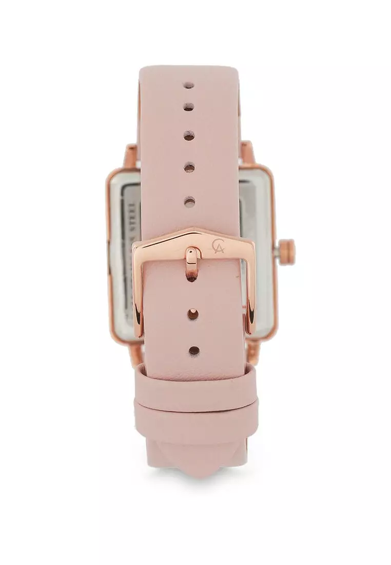 Alexandre Christie Jam Tangan Wanita - Pink Rosegold - Leather Strap - 2878 LDLRGPN
