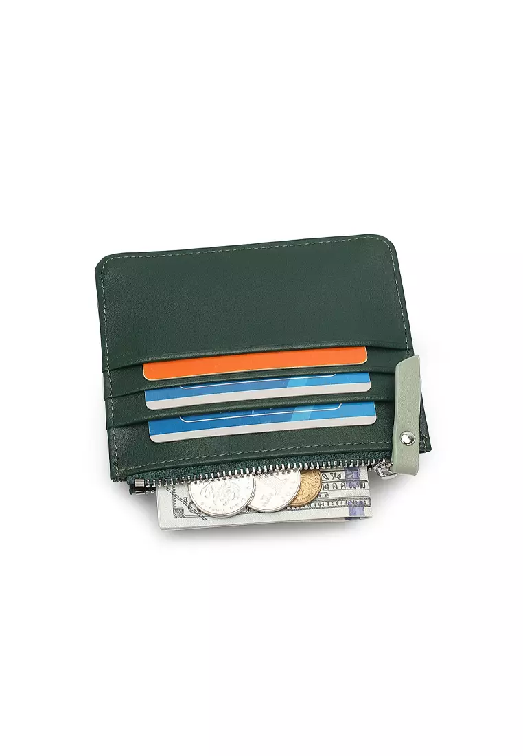 Women's Card Holder With Coin Compartment - Green