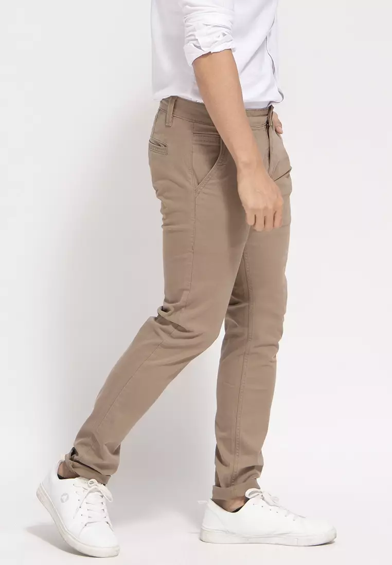 Celana Chinos Cotton Stretch Dark Beige OXCON