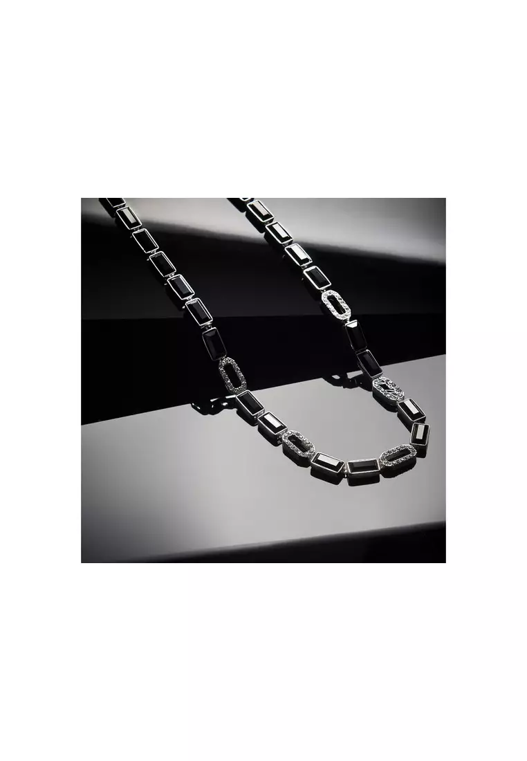 Karl Lagerfeld Black Crystals Chain Necklace KLAYC03