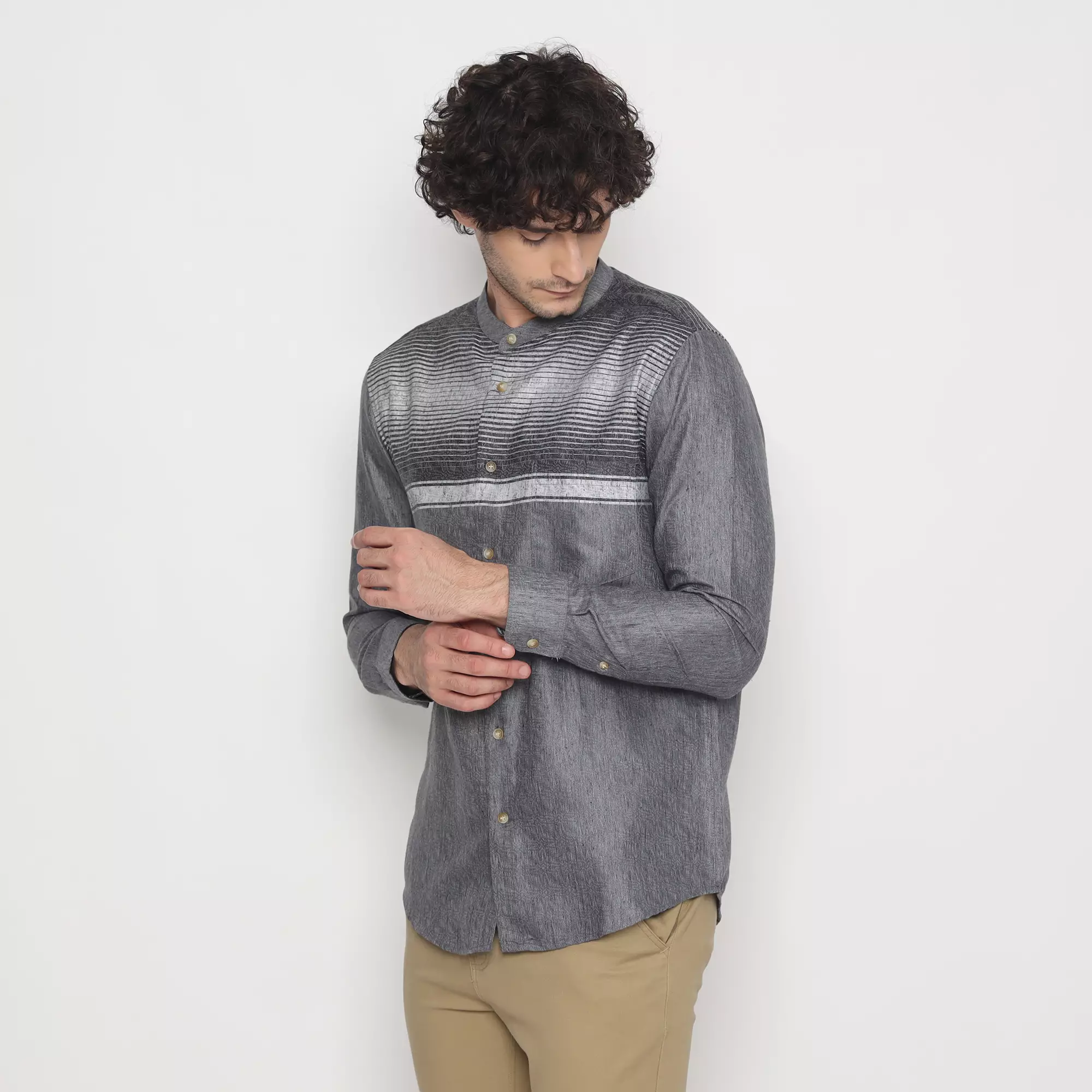 Platini Kemeja Pria Koko Shanghai Lengan Panjang Katun Hitam 961294