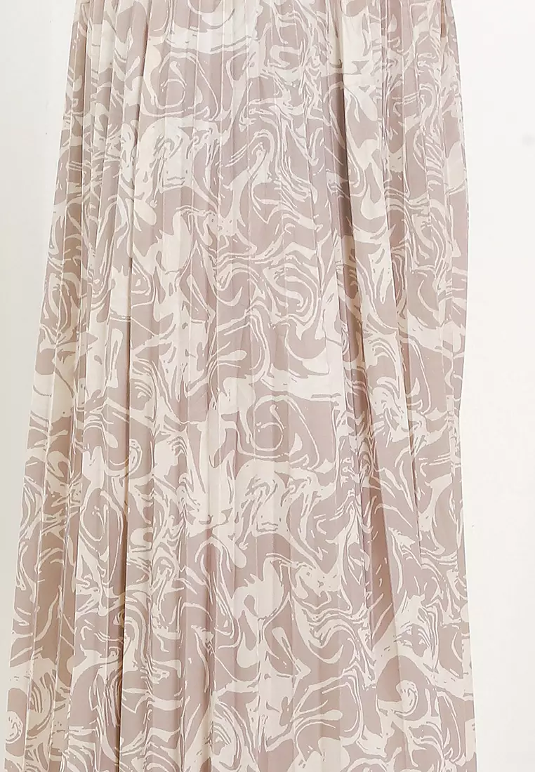 Printed Pleats Maxi Skirt