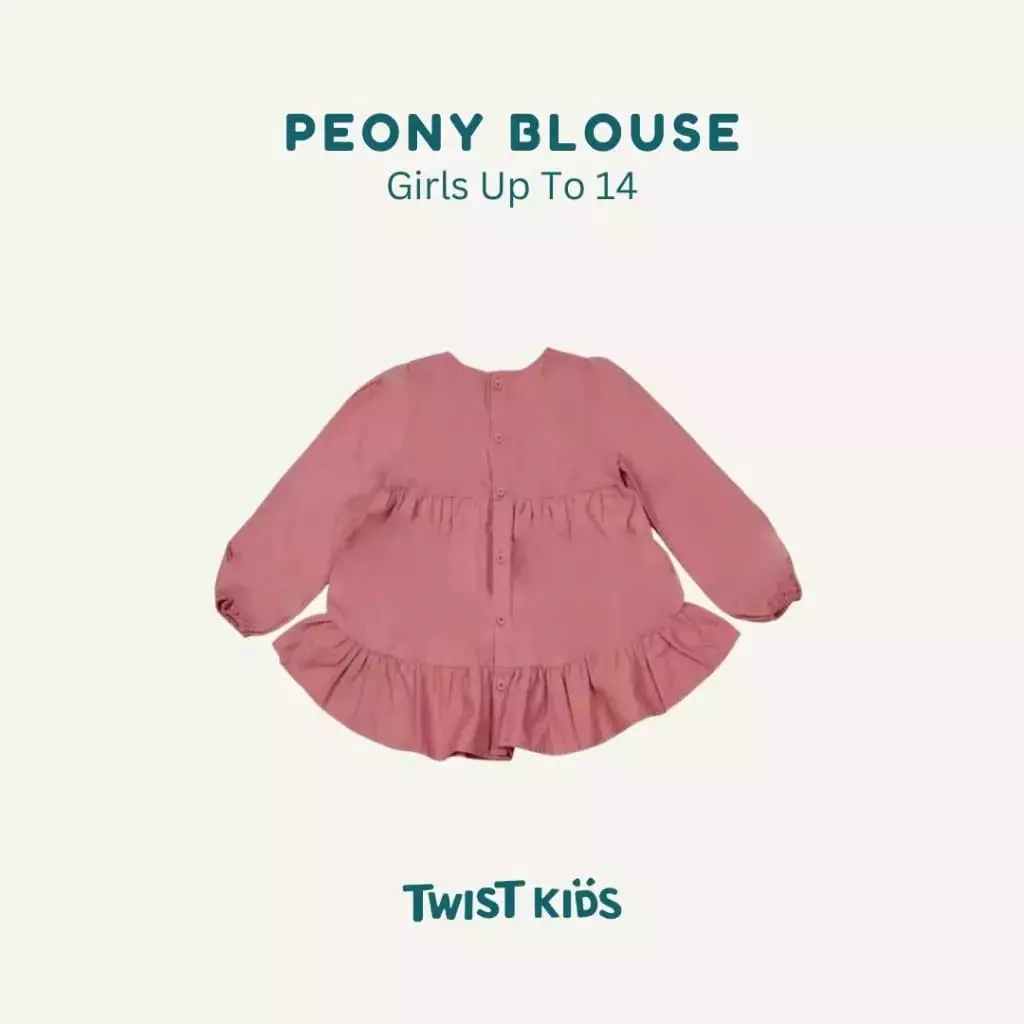 Twist Kids [Official Store] - Peony NC, New Girls Collection, Baju/Blouse Lengan Panjang Anak Perempuan (usia 4-14 tahun) Warna Pink