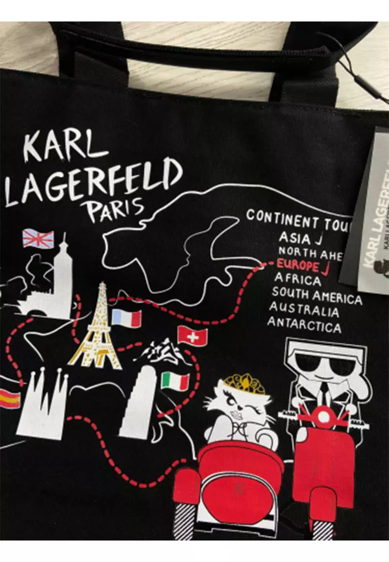 Karl Lagerfeld Kristen Canvas Tote Bag - Black Country