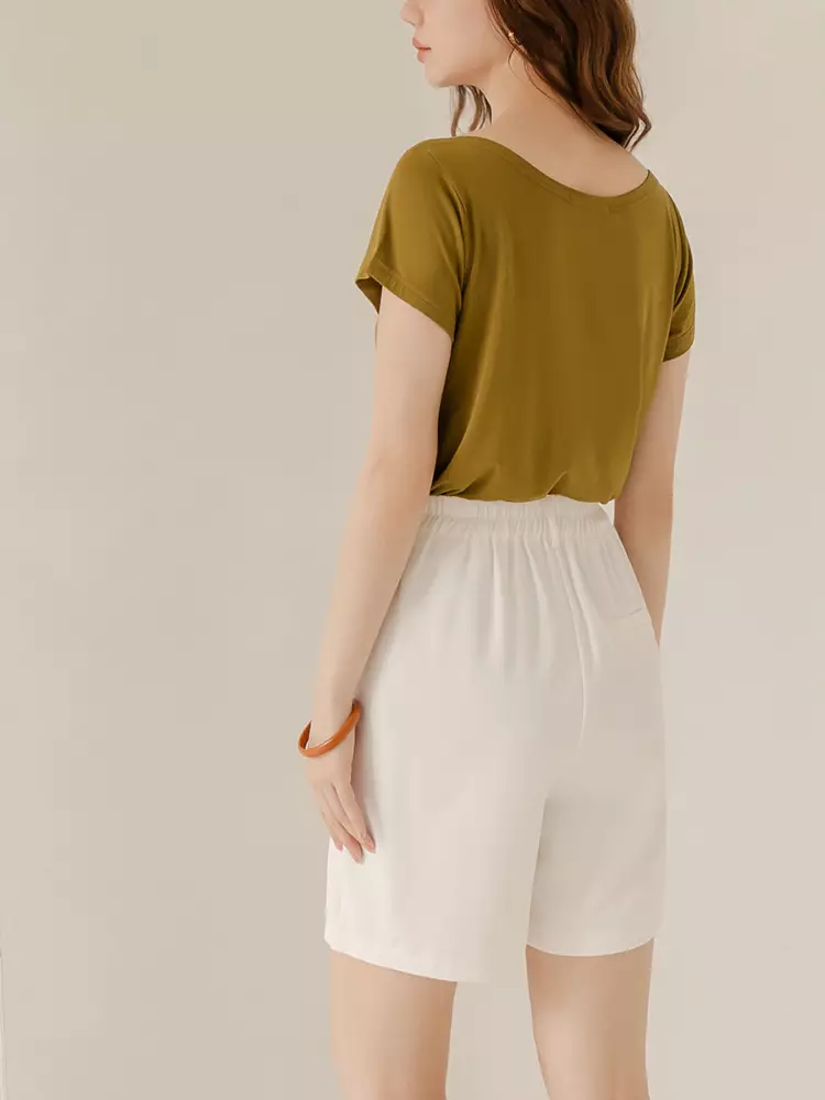 涼感．舒涼莫代爾船領短袖上衣《AB19420》