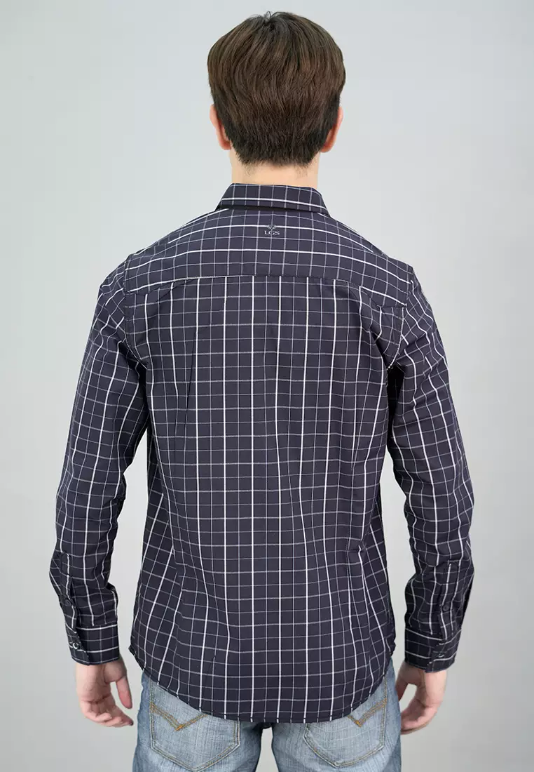 LGS - Slim Fit - Kemeja Kotak Pria - Casual Shirt - Squaro Collection - Mukti - Motif - JSH
