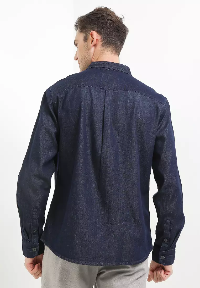 Kemeja Denim Raw Efek - Alexio Shirts