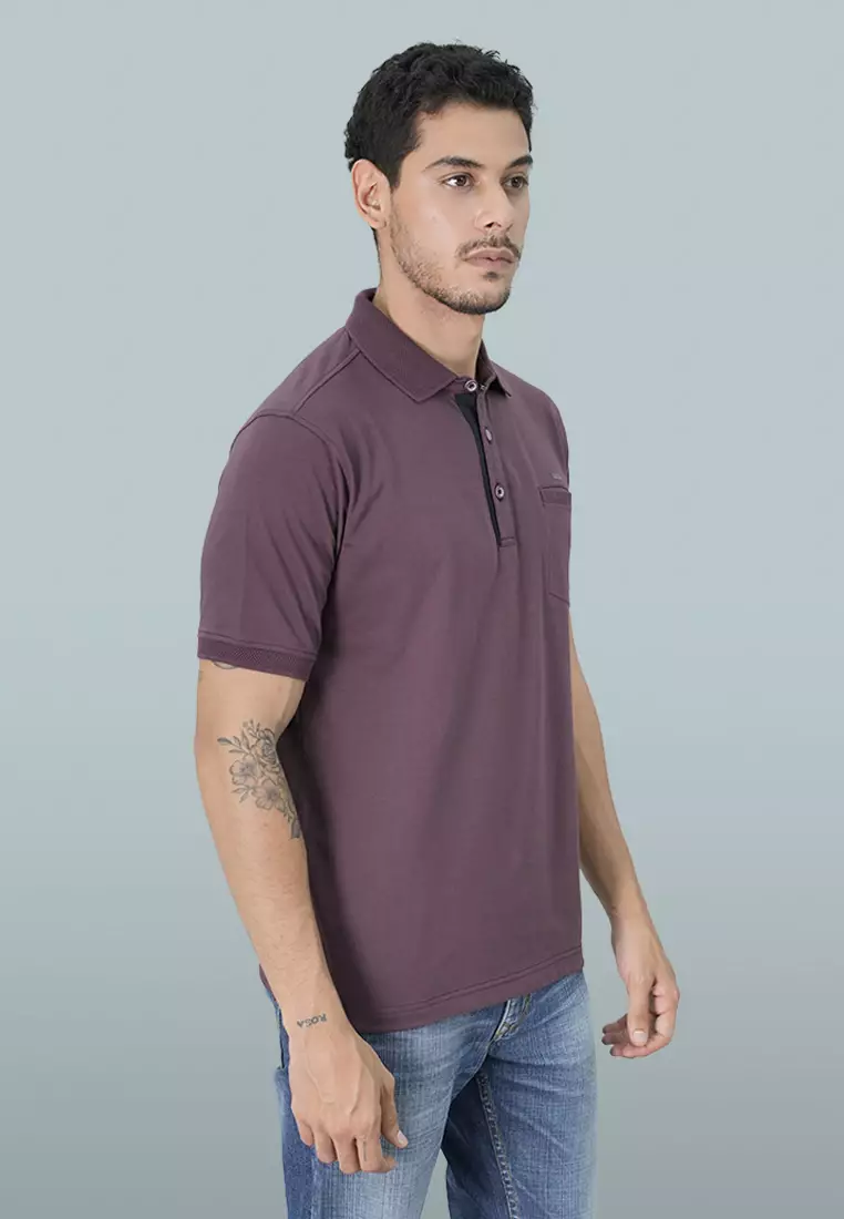 LGS - Kaos Polo Casual Pria Lengan Pendek Kerah Wangky Warna Maroon Regular Fit - CWS.225.U3394.02.C