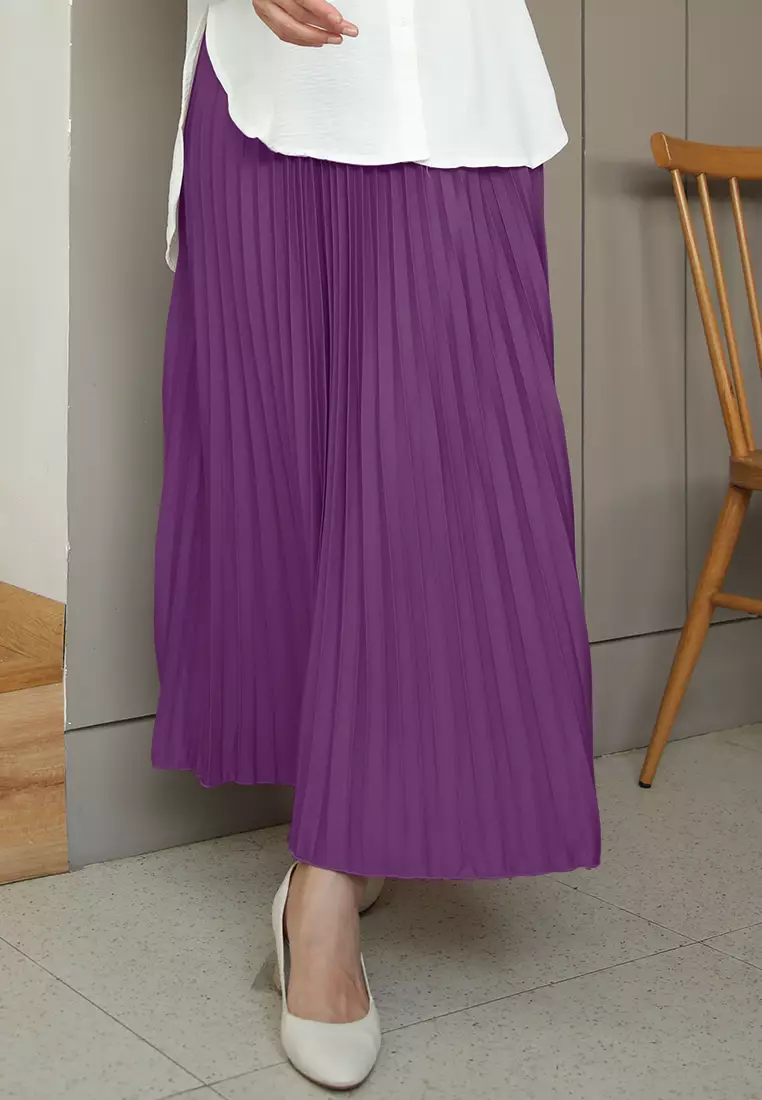 Cotton Bee - Rok Plisket Niana Aline Basic - Grape Jam