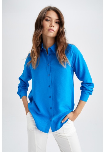DeFacto blue Regular Fit Long Sleeve Shirt 1CB5AAA30A50D3GS_1