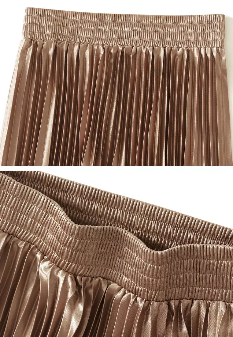 High Waist Glossy Pleated Skirt AF-6623