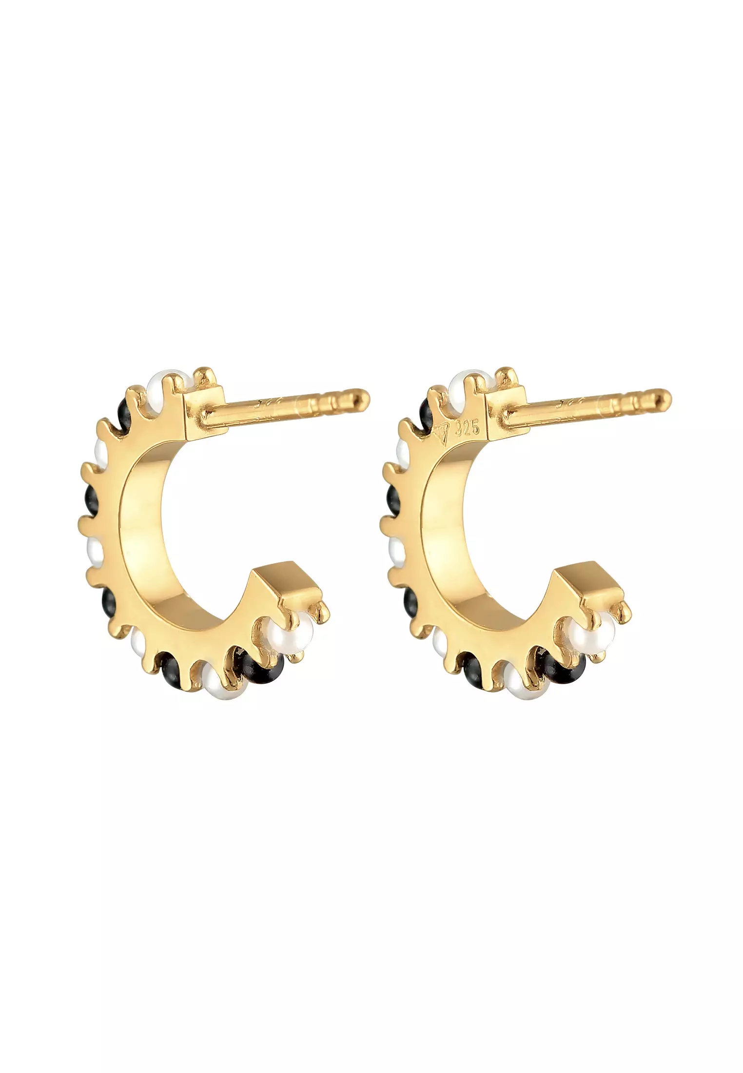 Earrings Creoles Pearl Classic Gold Plated