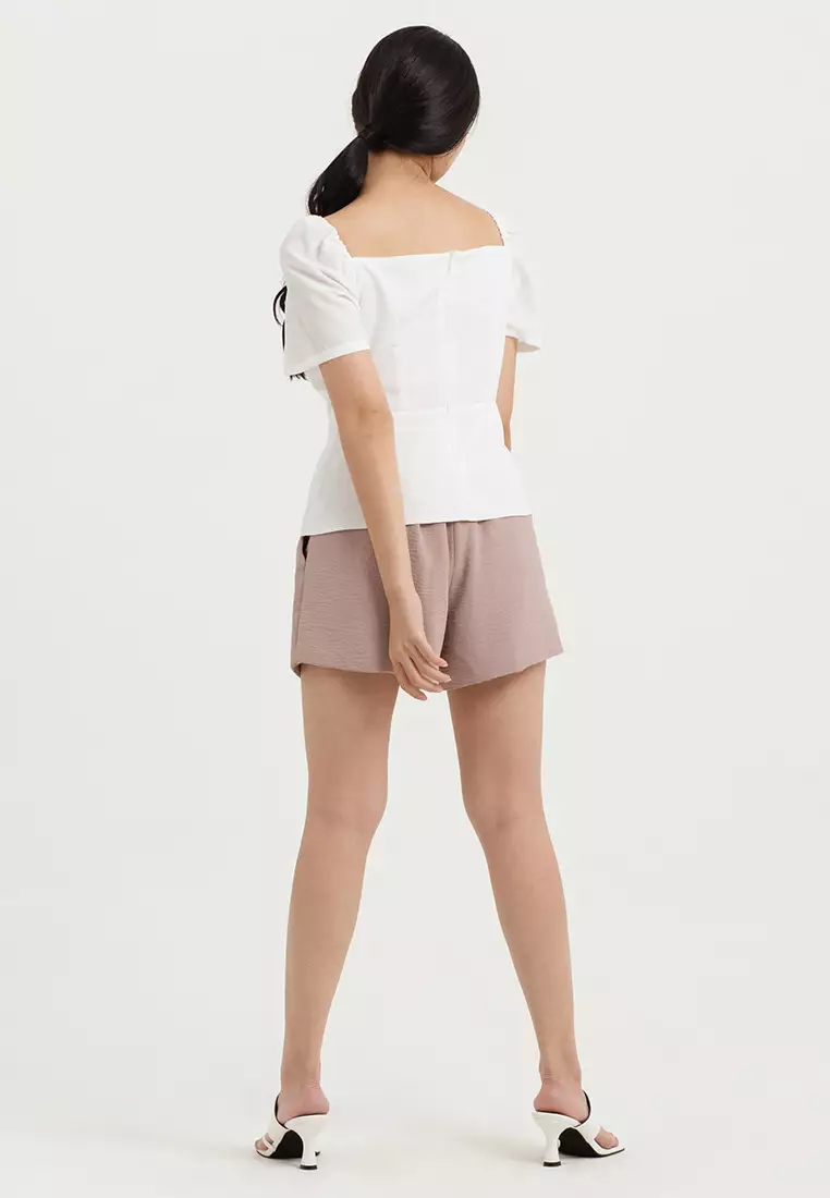 Calla Peplum Blouse in White