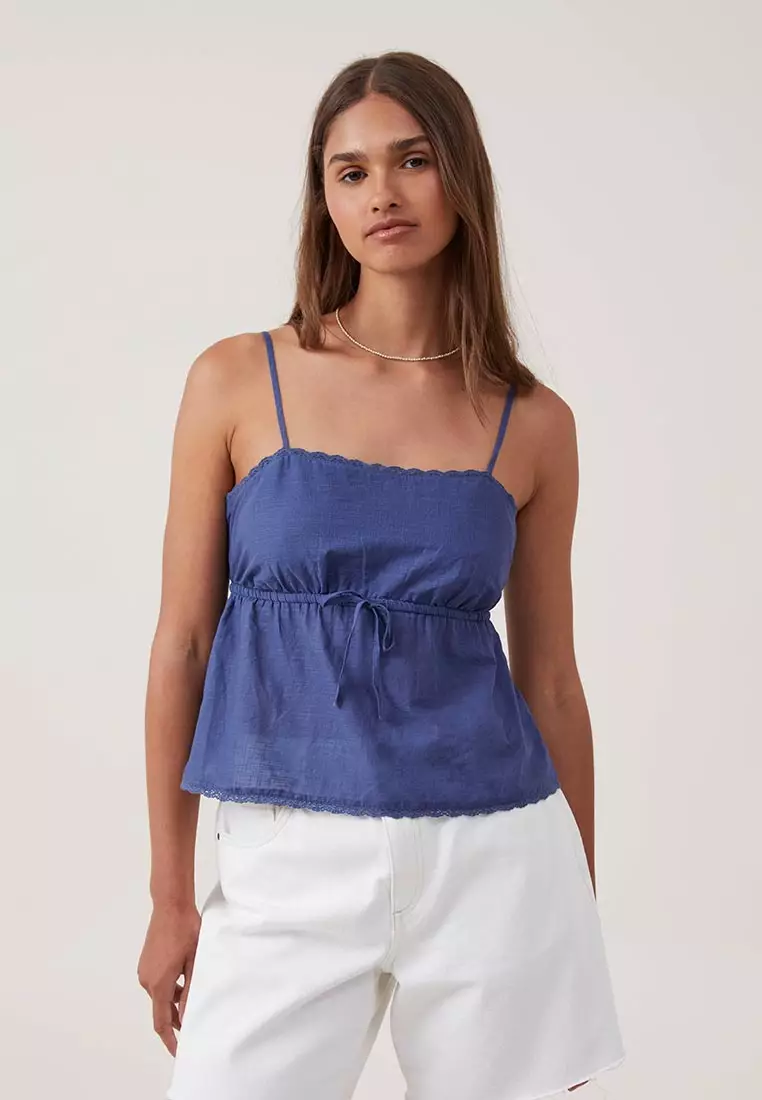 Cotton Lace Straight Neck Cami Top