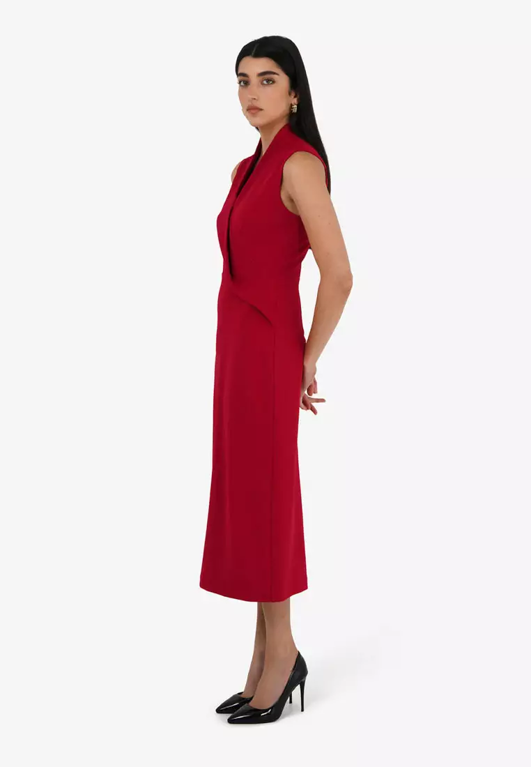 Alaia Twisted Lapel Midi Dress