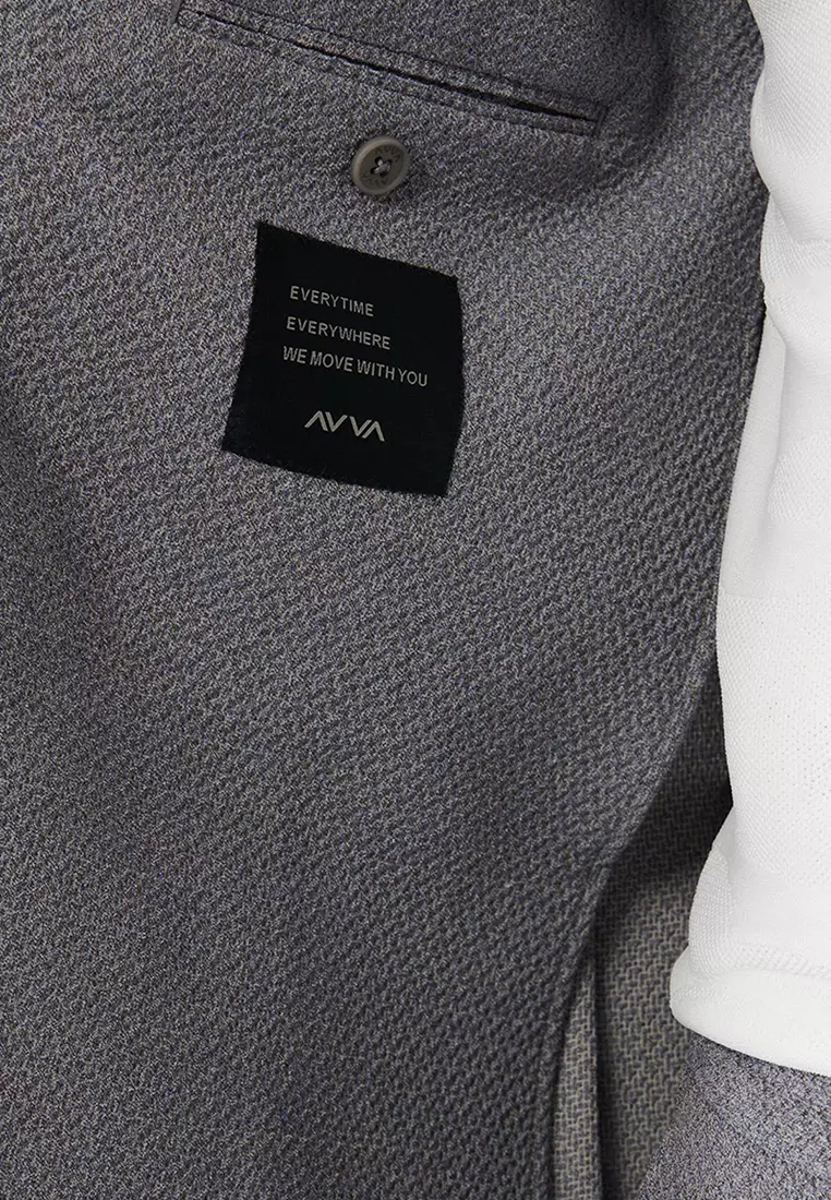 Men's Gray 360 Degree Flexible Double Slit Unlined Jacket A32Y4023