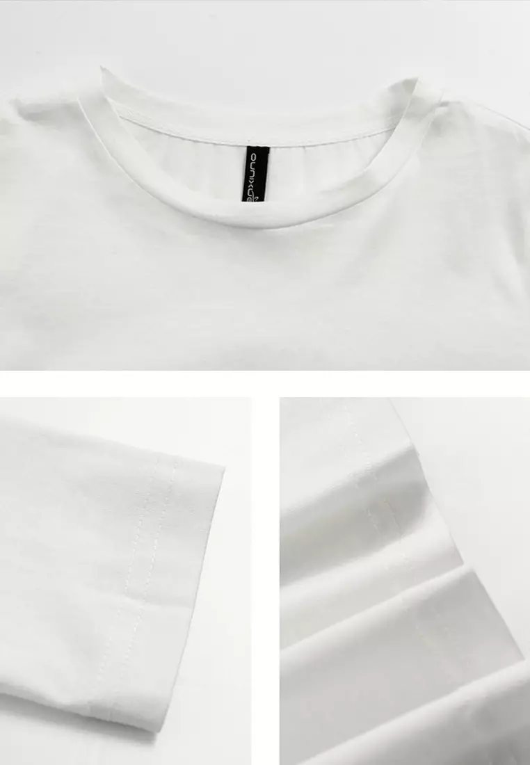(2PCS) White Long Sleeve T-Shirt + Sling Dress Set