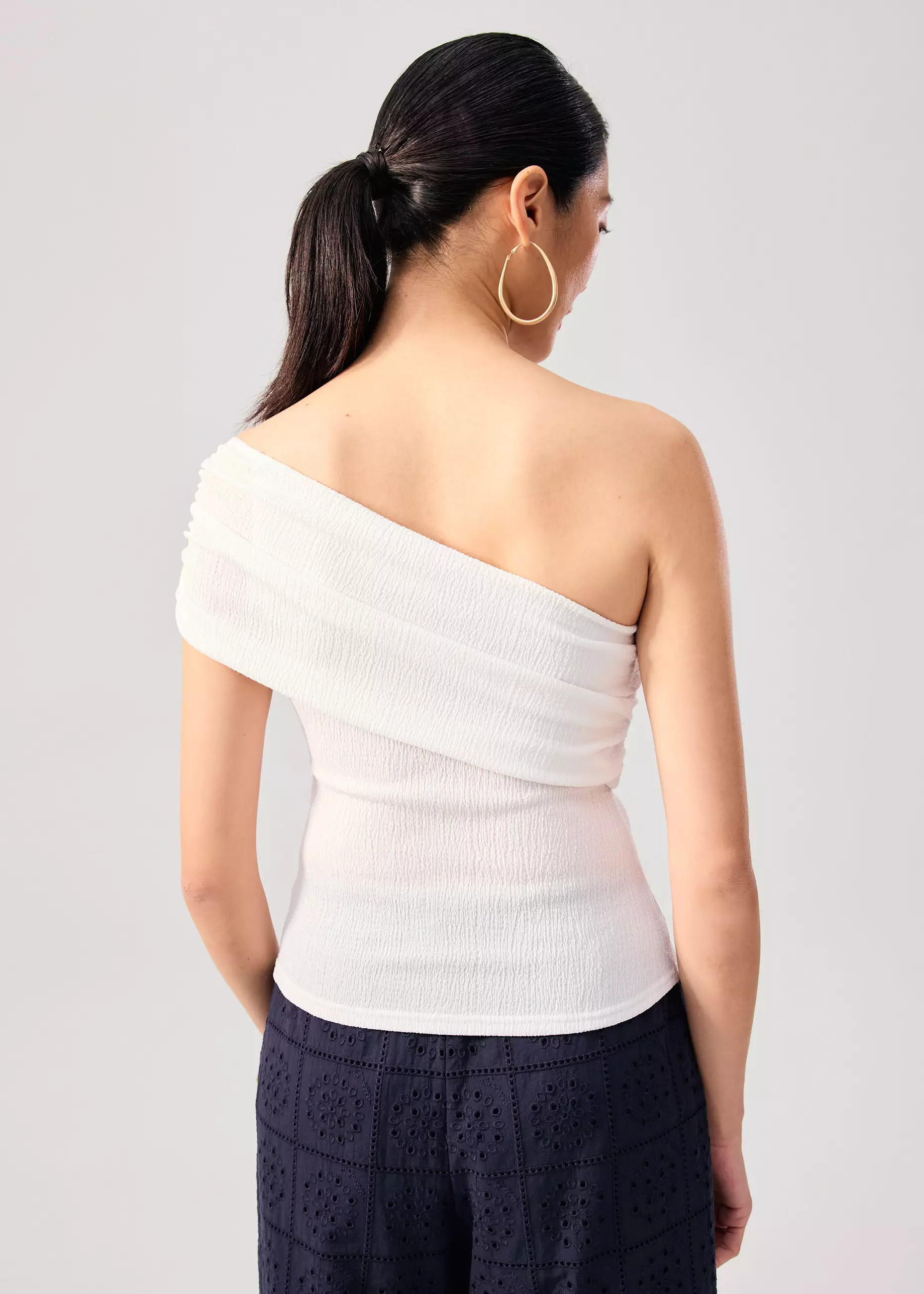 Atasan Wanita - Crinkled Jersey Asymmetric Fitted Top