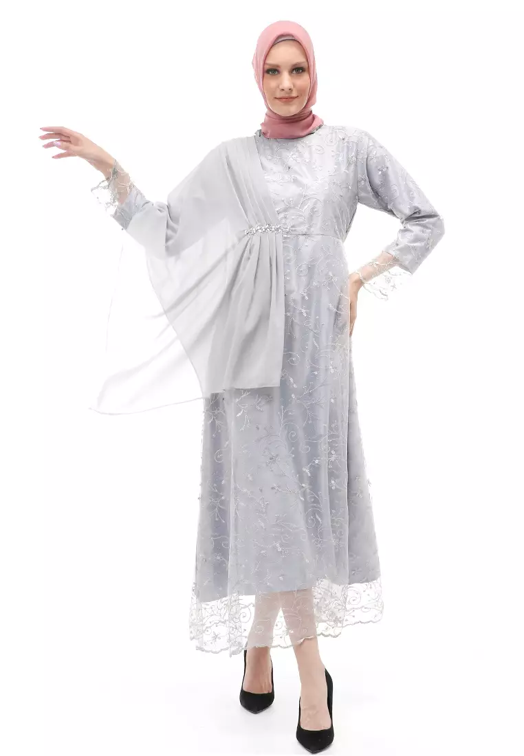 Anita Gaun Long Dress Wanita Regular Fit - Grey
