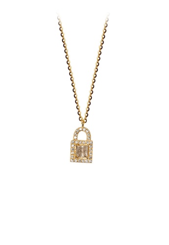 ZITIQUE gold Women's Diamond Embedded Lock Necklace - Gold A3A1AAC76F4AC9GS_1