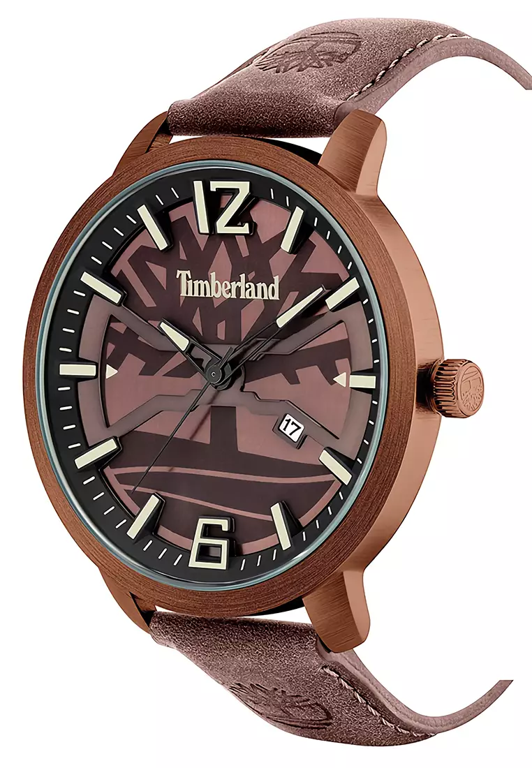 Timberland - Jam Tangan Analog Pria - Rosegold - Brown Leather Strap - TBL 15899 JYBN-12