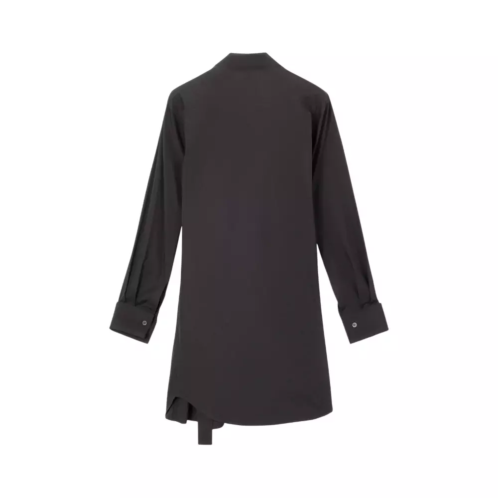 Wrap Shirt Dress Cotton Black