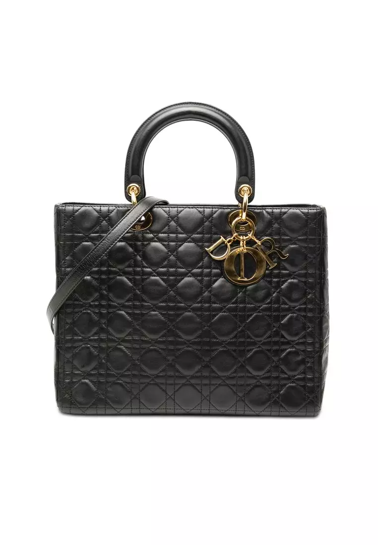 Pre-Loved Dior Large Lambskin Cannage Lady Dior