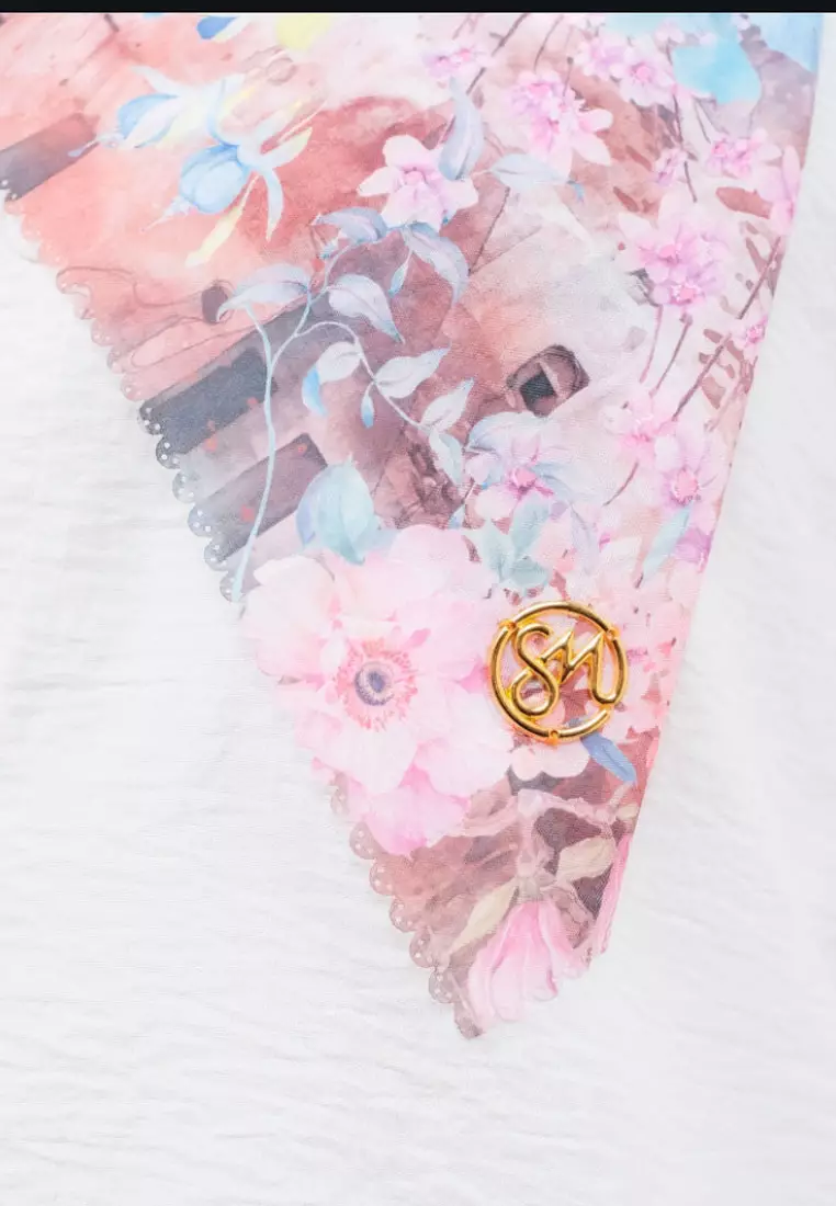 Hijab Segi Empat Wanita Premium Alula Series Signature Square Voile Scarf Pewter Cloud