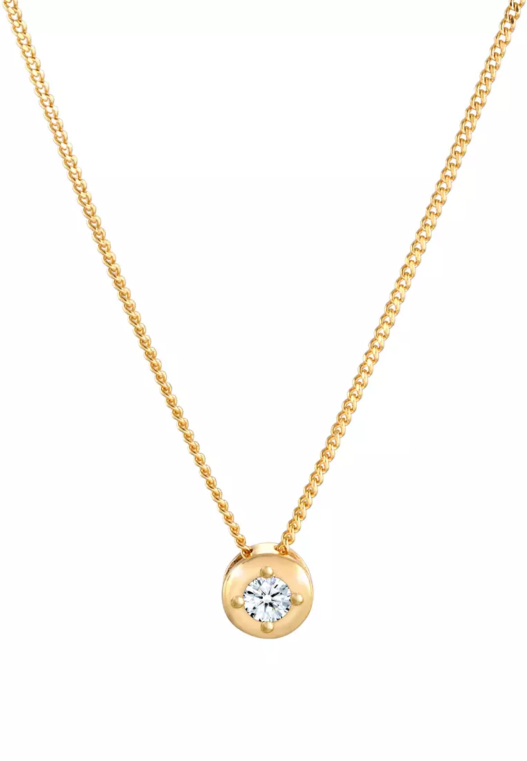 Buy Elli Jewelry Necklace Solitaire Elegant Diamond Gold Plated