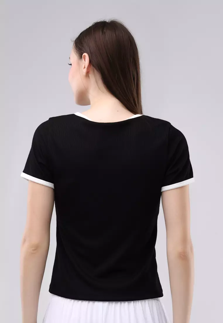 Special Textured Knits Short Sleeves Blouse