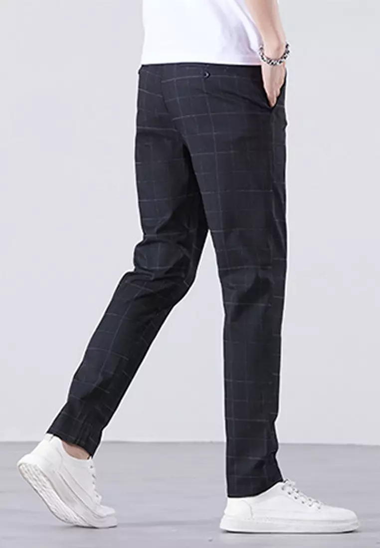 Checked Slim Fit Suit Pants