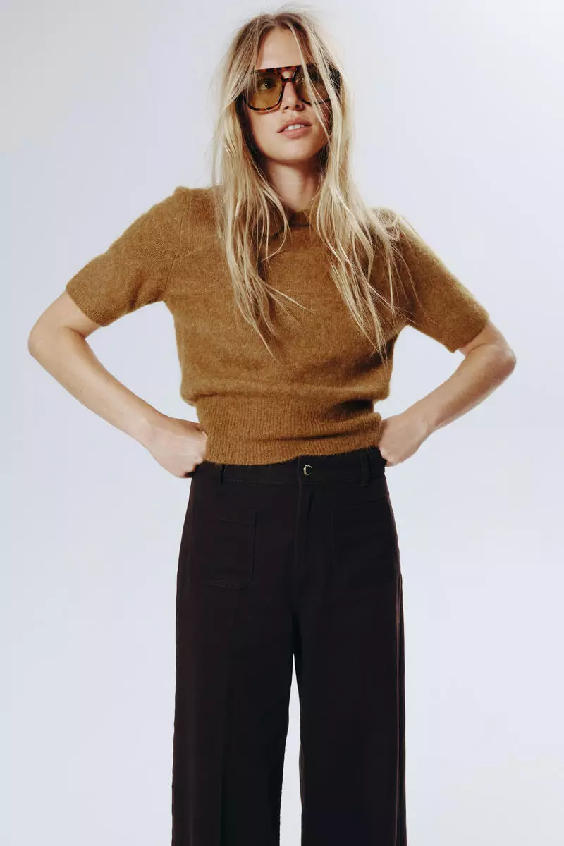 Wide twill trousers