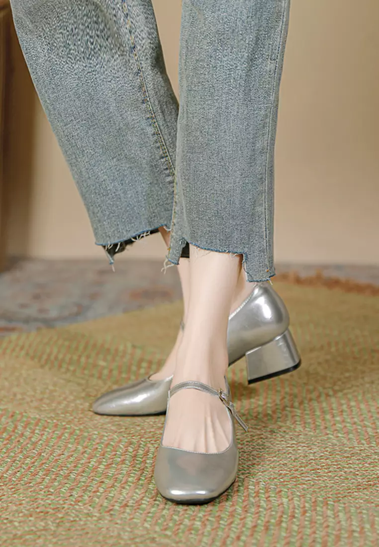 4CM Buckle Strap Patent Leather Mary Jane Shoes TE2010-2